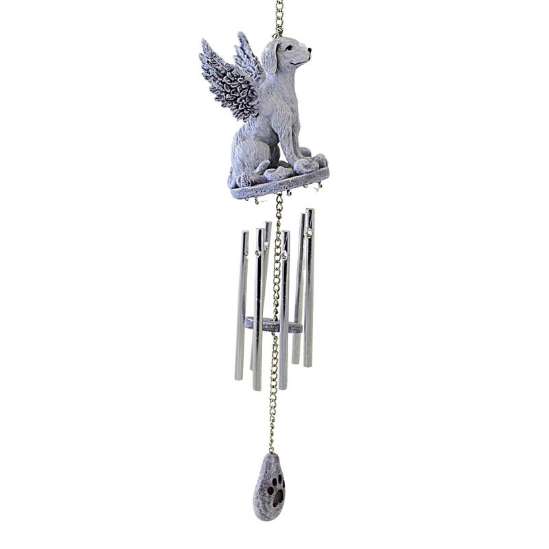Roman 15.5 Inch Dog Memorial Windchime Angel Wings Pawprints Heart Bells And Wind Chimes, 2 of 4