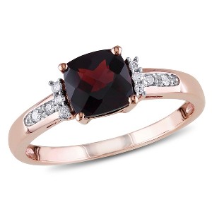 EVERLY JEWELRY | 10K Rose Gold 1.33 CT TGW Garnet with Diamonds Accent Fashion Ring - 1 of 4