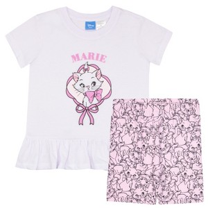 Disney Aristocats Little Girls Ruffle Hem T-Shirt and Biker Shorts 2-Piece Set - White, 4 - 1 of 4