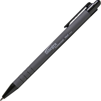 Integra Retractable Ballpoint Pen Rubberized Barrel Medium Pt BK 30031