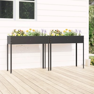 Garden Planters 2 pcs Anthracite Galvanized Steel vidaXL