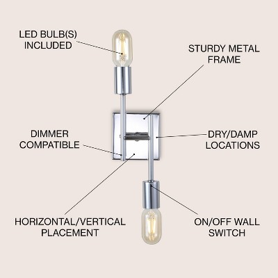 Turing 18.75" Polished Chrome LED Wall Sconce for Modern Homes