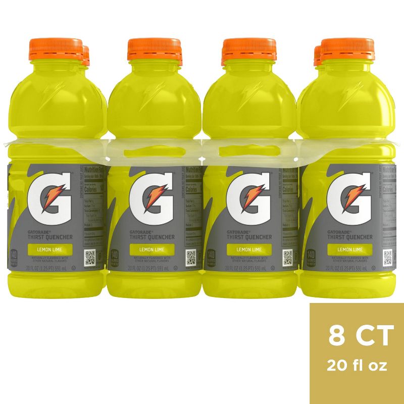 Gatorade Lemon Lime Sports Drink - 8pk/20 fl oz Bottles, 1 of 8