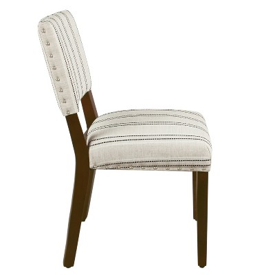 Classic Farmhouse Linen Upholstered Side Chair in Black Wood