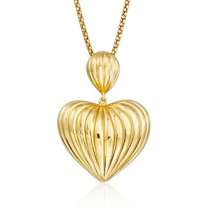 Ross-Simons Italian 18kt Gold Over Sterling Puffed Heart Pendant Necklace Size 18 - 1 of 2