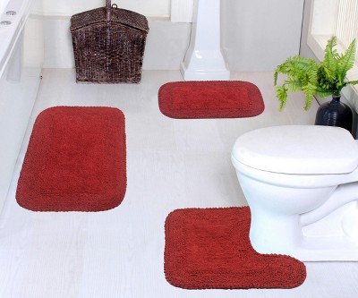 Radiant Collection Cotton Ruffle Pattern Tufted Set of 3 Bath Rug Set - Home Weavers