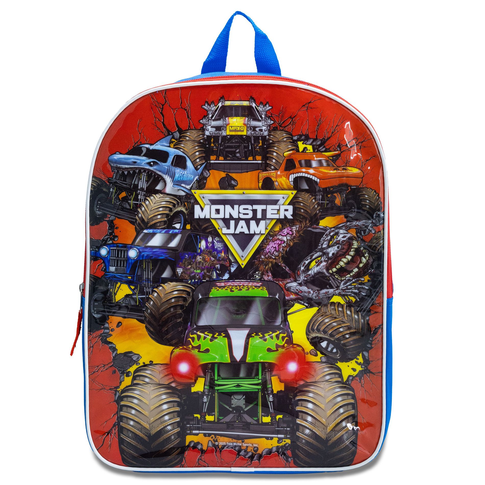 Monster Jam 15" Backpack with Padded Straps & Zip Compartment - Ideal Toddler Bookbag for School & Travel