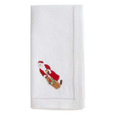 Saro Lifestyle Embr'd Santa Napkin, 20" Square, White (Set of 6)
