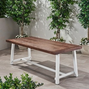 PAGED Modern Outdoor Dining Table Rectangle Patio Dining Table with Sleek Metal Frame for Patio, Lawn, Courtyard - 1 of 4