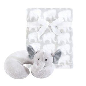 Hudson Baby Infant Neck Pillow and Plush Blanket Set, Gray Elephant, One Size - 1 of 1