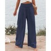 Coolmee Women's High Waisted Cotton Linen Palazzo Pants Wide Leg Long Lounge Pant Trousers with Pocket - 3 of 4