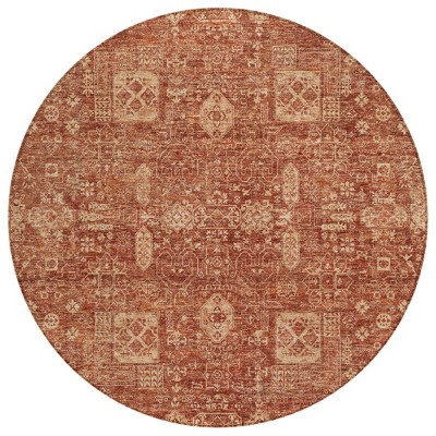 Orange Copper And Terra Cotta Oriental Washable Indoor Outdoor Area Rug