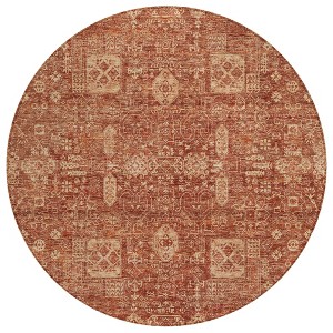 Orange Copper And Terra Cotta Oriental Washable Indoor Outdoor Area Rug - 1 of 4