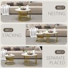Round Nesting Coffee Tables, Marble Pattern Table with Wood Grain Top, End Tables with Metal Frame for Living Room, Bedroom, White - 3 of 4