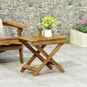 Foldable Acacia Wood Side Table, Suitable for Indoor Outdoor use, 15"D x 22.75"W x 18.25"H - 1 of 4