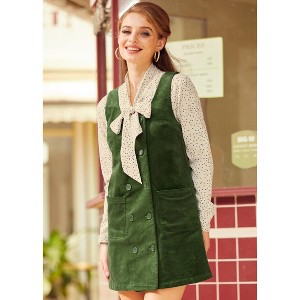 My Power 'Cord' Double-Breasted Jumper - ModCloth , Green - 1 of 4