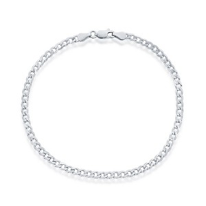 Links of Italy Sterling Silver 3.5mm Cuban Anklet - Rhodium Plated - Silver - 9 Inch - 1 of 3