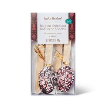 Holiday Belgian Chocolate Cocoa Spoons with Peppermint Crunch - 1.55oz/4ct - Favorite Day™