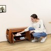 Two Tier Shoe Bench, Bamboo Entrance Shoe Rack with Cushion Organizer, Multifunctional Breathable Shoe Cabinet - 4 of 4