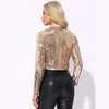 Allegra K Women's Sequin Party Lapel Collar Open Front Crop Sparkle Blazer - 3 of 4