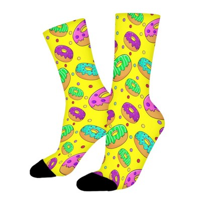 Colorful Polka Dot Donut Women Printed Crew Socks Funny Funky Socks Soft Polyester Novelty Gifts for Artists Men