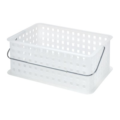 iDesign Spa Storage Organizer Basket with Handle, Stackable Container, Frost White