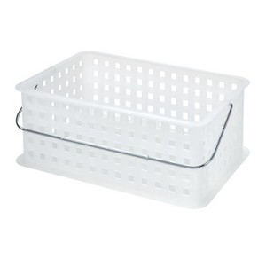 iDesign Spa Storage Organizer Basket with Handle, Stackable Container, Frost White - 1 of 4