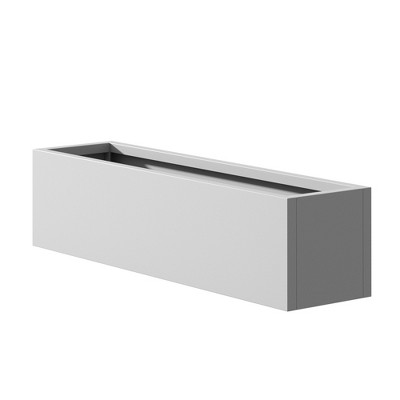 Lirago 36" Modern Large Rectangular Outdoor Metal Planter Box Galvanized Garden Box with Mixed Greenery for Patio Garden Decor White