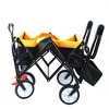 Grungis Folding Wagon Storage Cart with Drink Holder,Shopping Wagon Cart with Adjustable Handles,Utility Cart for Camping,Shopping,Blue - 2 of 4