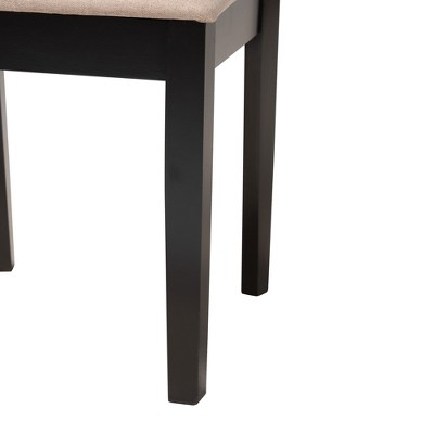 Genesis Beige Upholstered Leather Side Chair with Dark Brown Wood Frame