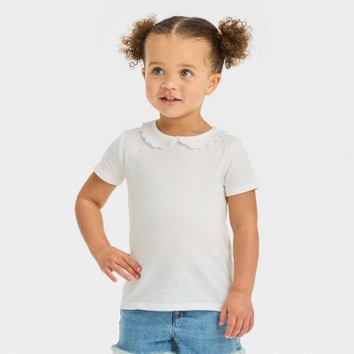 OshKosh B'gosh Toddler Girls' Peter Pan Short Sleeve Top - White 12M