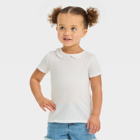 OshKosh B'gosh Toddler Girls' Peter Pan Short Sleeve Top - White 4T