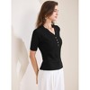 INSPIRE CHIC Women's Ribbed Knit V Neck Button Henley Half Sleeve Shirt - 3 of 4