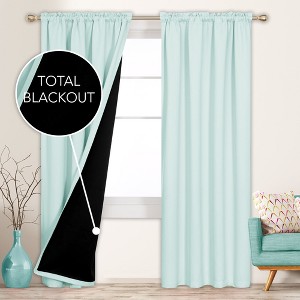Deconovo ModernLuxury BlackOut RodCurtains For LivingRoom or BedRoom，Easy Clean,2Panels - 1 of 4