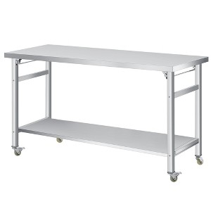 Stainless Steel Folding Table - 920 LBS Commercial Foldable Prep Table, Metal Worktable with Adjustable Undershelf and Feet, for Home Kitchen - 1 of 4