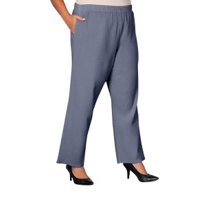 Women's Wide Leg Crinkle Cotton Pants - Plus - On The Plus Side - 1 of 2