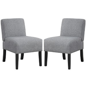 Tangkula 2PCS Armless Accent Chair w/ Rubber Wood Legs Modern Vanity Chair for Bedroom - 1 of 4