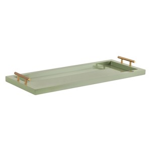 Kate and Laurel Halsey Wood Rectangle Decorative Tray, 10x24, Green - 1 of 4
