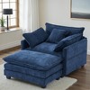 Busaurus Oversized Chenille Indoor Chaise Lounge Chair with Ottoman - 2 of 4