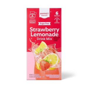 Strawberry Lemonade Sugar-Free Drink Mix - 6ct/0.38 fl oz - Market Pantry™ - 1 of 3