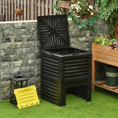 VYNXARIA Garden Compost Bin 80 Gallon Outdoor Large Capacity Composter Fast Create Fertile Soil Aerating Box, Easy Assembly, Yellow