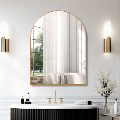 30''x40'' Arched Bathroom Mirror,Modern Arched Wall Mirror with Metal Framed for Wall - The Pop Home
