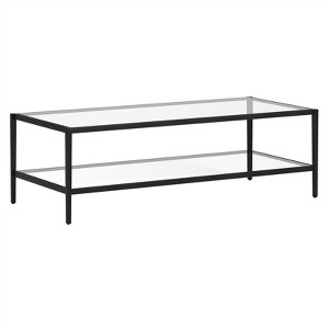 54 in. Black Bronze Coffee Table with Clear Glass Shelf - Henn&Hart - 1 of 4