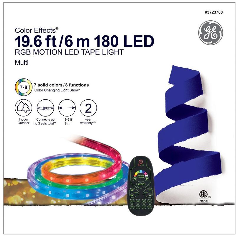 GE Color Effects 19.6 Feet RGB Motion LED Tape Light Corded Multi-color, 2 of 4