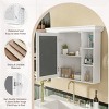 Wall Mounted Bathroom Storage Cabinet with Mirror, Wall Mounted Medicine Cabinet with Doors, 6 Open Shelves, White Storage Organizer -The Pop Home - 4 of 4