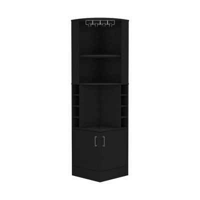71.1 In. Corner Bar Cabinet Atanasio, Living Room, Black