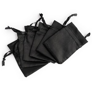 Hibana: Satin Drawstring Jewelry Pouches - 3.25 x 4.25" - 6ct Black - 1 of 4