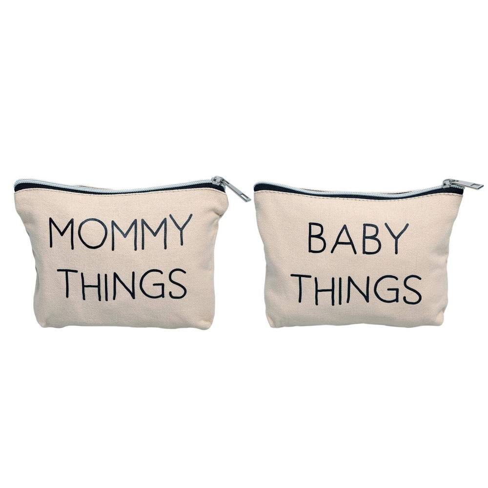 Photos - Travel Bags Pearhead Mommy and Baby Canvas Travel Pouch Set black 