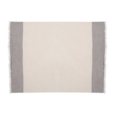 47" X 60"  and Ivory Cotton Woven Striped Throw Blanket with Fringe