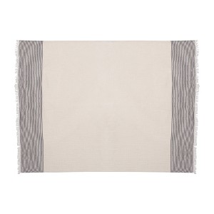 47" X 60"  and Ivory Cotton Woven Striped Throw Blanket with Fringe - 1 of 4